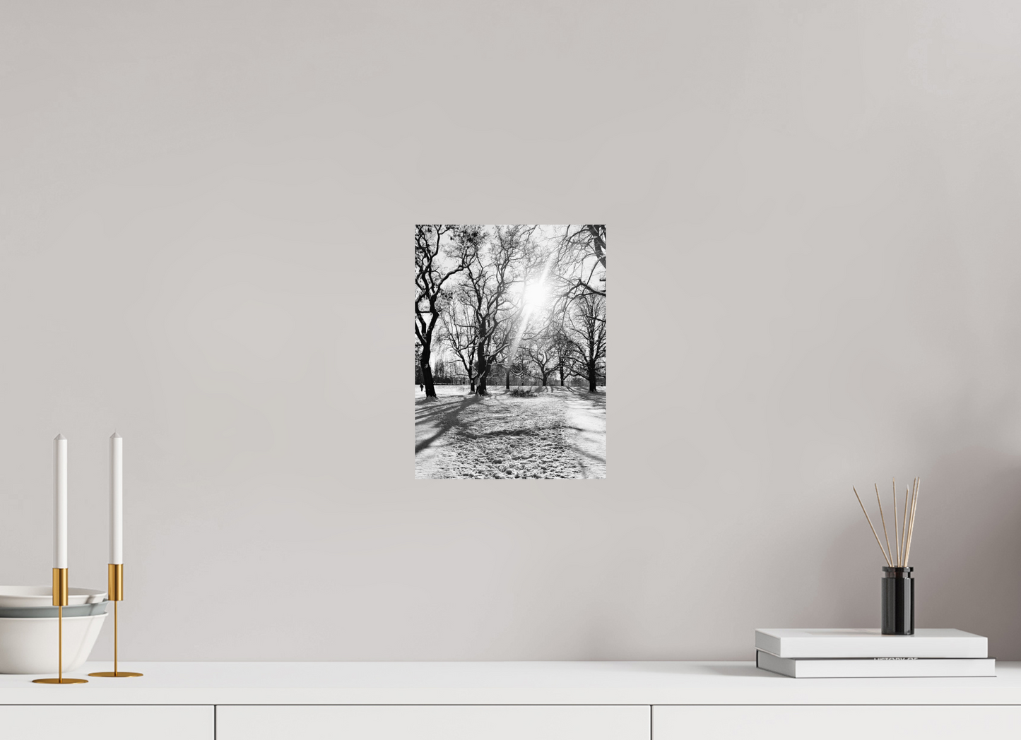 21 x 28 cm, Monochrom, Alu-Dibond, glänzend Winterlicht