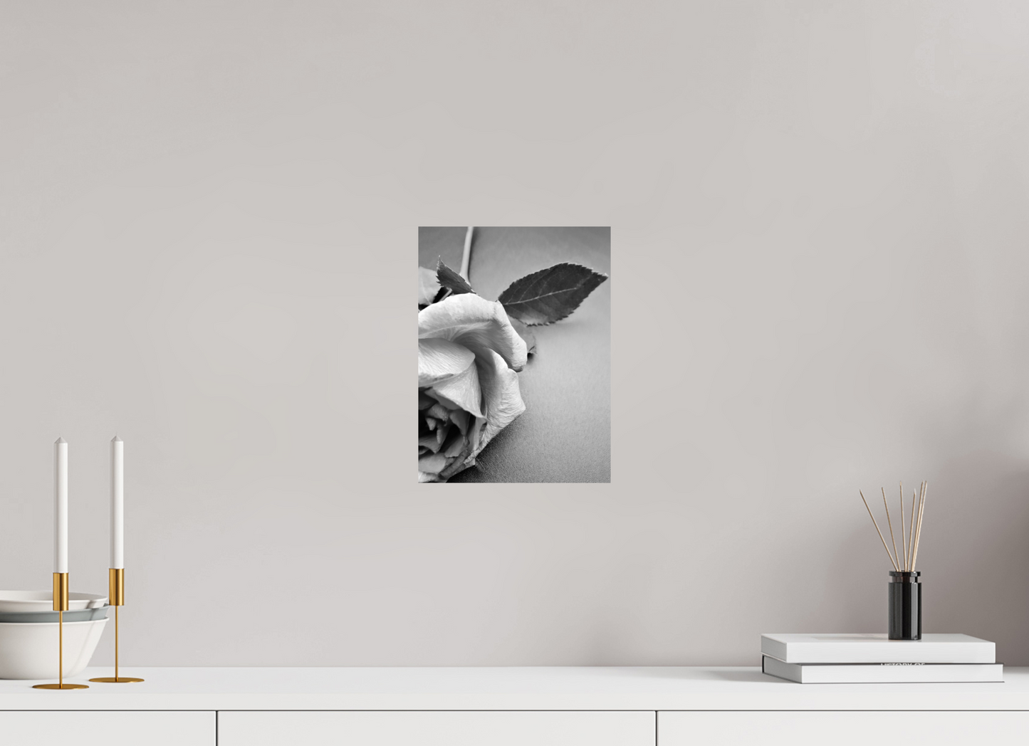 21 x 28 cm, Monochrom, Alu-Dibond, glänzend Half Rose